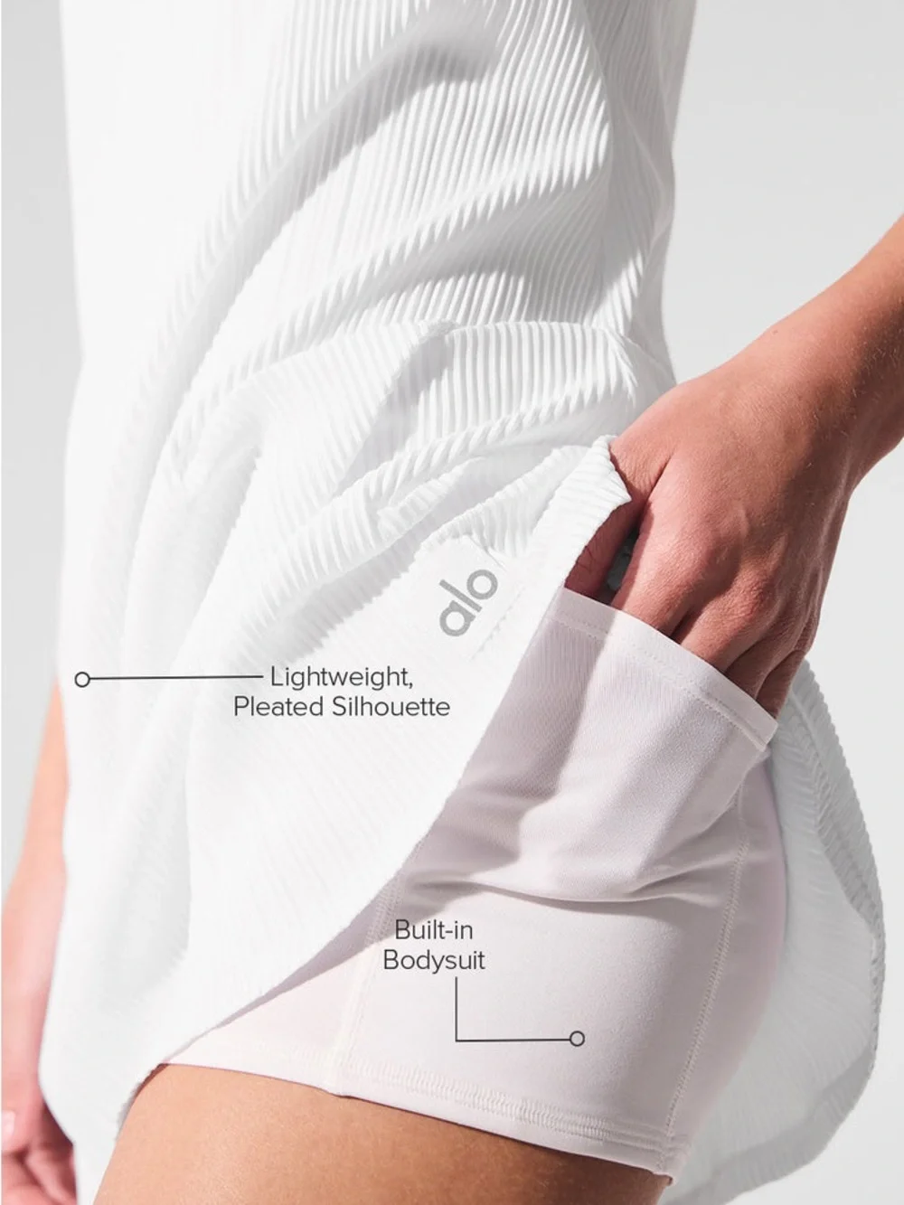 ALO Yoga • Micro Plisse Game On Tennis Dress - White